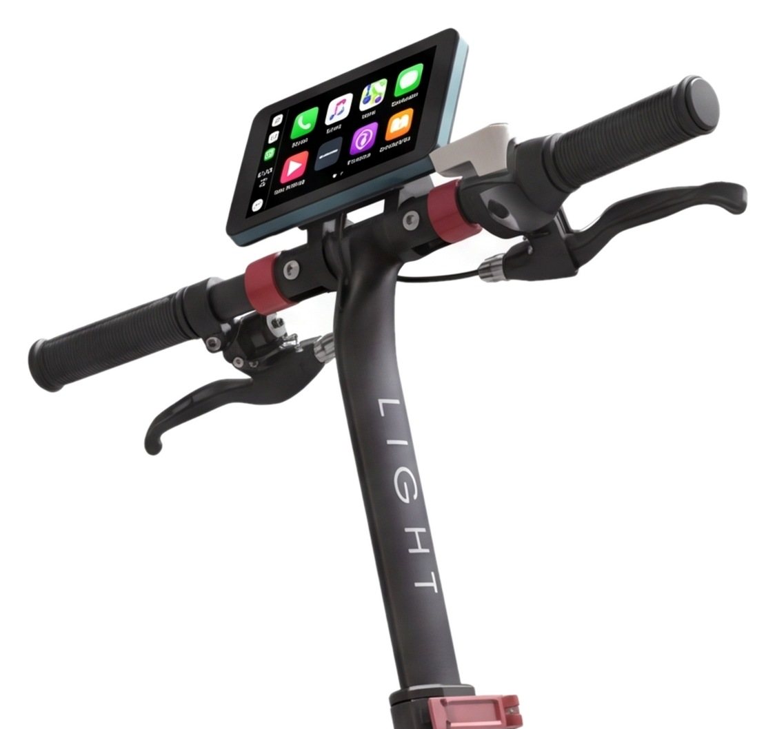 Close-up of the Light 3 handlebar with the CarPlay display