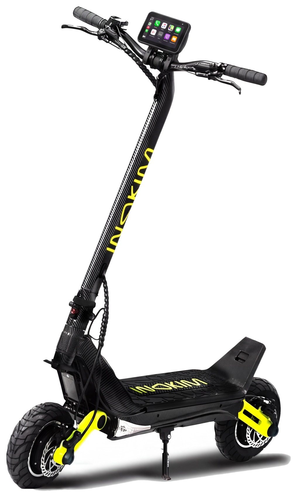 INOKIM OX Carbon Edition, yellow on black, with CarPlay display