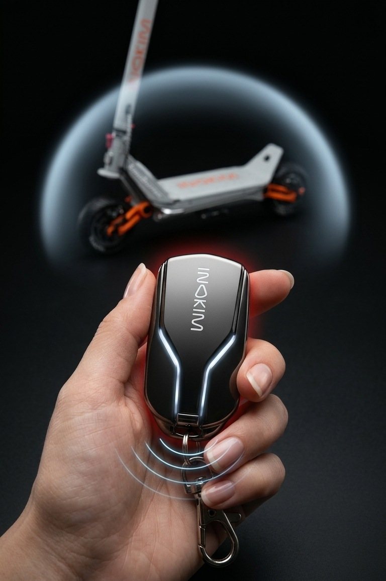 INOKIM branded smart remote in hand